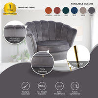 Bloomer Velvet Fabric Accent Sofa Love Chair - Grey Kings Warehouse 