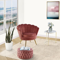 Bloomer Velvet Fabric Accent Sofa Love Chair - Rose Pink Kings Warehouse 