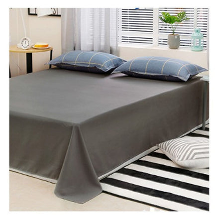 Blue Plaid Pattern Aloe Cotton Flat Sheet Quilt Cover Pillowcases 4pcs Bedding Set Duvet Doona Quilt Cover Set (Double) Home & Garden Kings Warehouse 