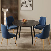 Blue Velvet Bistro Dining Set Furniture Kings Warehouse 