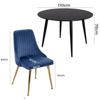 Blue Velvet Bistro Dining Set Furniture Kings Warehouse 