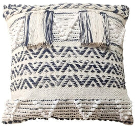 Blue/white woven & tufted cushion cover Kings Warehouse 