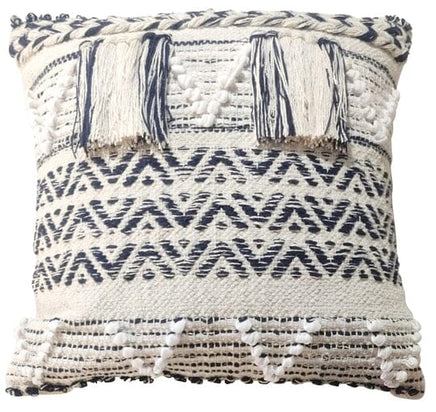 Blue/white woven & tufted cushion cover Kings Warehouse 