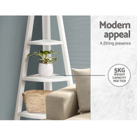 Bookshelf Corner Shelf 5 Tiers - CANE White Furniture Kings Warehouse 