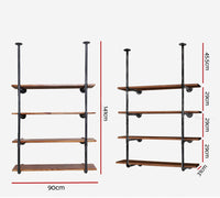 Bookshelf DIY Pipe Shelf 4 Tiers - INGE Home & Garden Kings Warehouse 