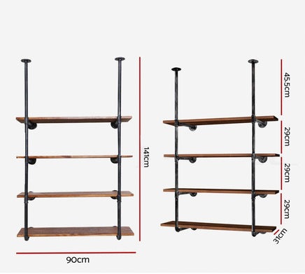 Bookshelf DIY Pipe Shelf 4 Tiers - INGE Home & Garden Kings Warehouse 