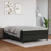 Box Spring Bed Frame Black 137x190 cm Double Faux Leather bedroom furniture Kings Warehouse 