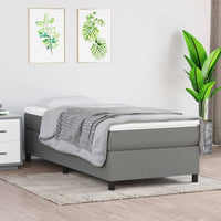 Box Spring Bed Frame Dark Grey 107x203 cm King Single Fabric Kings Warehouse 