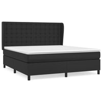 Box Spring Bed with Mattress Black 152x203 cm Queen Faux Leather Kings Warehouse 