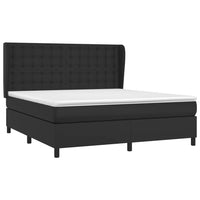 Box Spring Bed with Mattress Black 152x203 cm Queen Faux Leather Kings Warehouse 