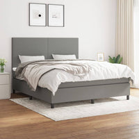 Box Spring Bed with Mattress Dark Grey 152x203 cm Queen Fabric Kings Warehouse 