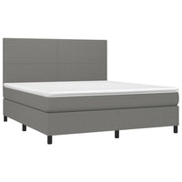 Box Spring Bed with Mattress&LED Dark Grey 152x203 cm Queen Fabric Kings Warehouse 