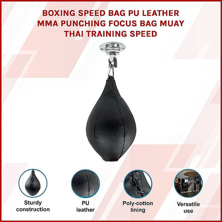 Boxing Speed Bag PU Leather MMA Punching Focus Bag Muay Thai Training Speed Sports & Fitness Kings Warehouse 