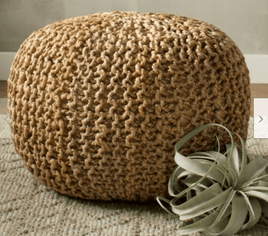 Braided Ottoman Jute Pouffe Footstool Hand Knitted EOFY Kings Warehouse