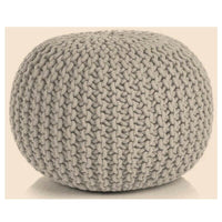 Braided Ottoman Pouffe Footstool Hand Knitted (Beige) EOFY Kings Warehouse 