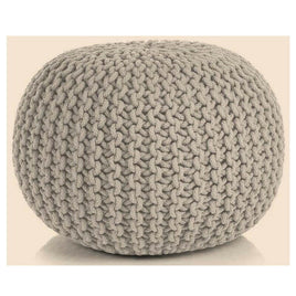 Braided Ottoman Pouffe Footstool Hand Knitted (Beige) EOFY Kings Warehouse