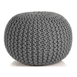Braided Ottoman Pouffe Footstool Hand Knitted (Grey) EOFY Kings Warehouse 