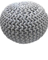 Braided Ottoman Pouffe Footstool Hand Knitted (Light Grey) EOFY Kings Warehouse 