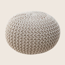 Braided Ottoman Pouffe Footstool Hand Knitted (Natural) EOFY Kings Warehouse