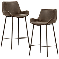 Brando Set of 2 PU Leather Upholstered Bar Chair Metal Leg Stool - Brown bar stools Kings Warehouse 