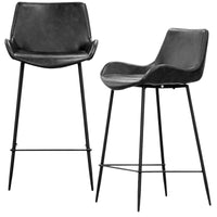 Brando  Set of 2 PU Leather Upholstered Bar Chair Metal Leg Stool Vintage Grey