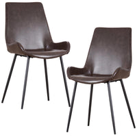 Brando Set of 2 PU Leather Upholstered Dining Chair Metal Leg - Brown dining Kings Warehouse 