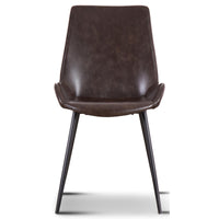 Brando Set of 2 PU Leather Upholstered Dining Chair Metal Leg - Brown dining Kings Warehouse 