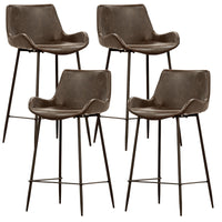 Brando  Set of 4 PU Leather Upholstered Bar Chair Metal Leg Stool - Brown