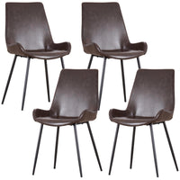 Brando Set of 4 PU Leather Upholstered Dining Chair Metal Leg - Brown dining Kings Warehouse 