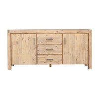 Buffet Sideboard in Oak Colour Constructed with Solid Acacia Wooden Frame Storage Cabinet with Drawers Furniture Kings Warehouse 