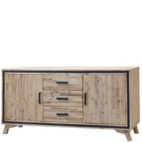 Buffet Sideboard in Silver Brush Colour with Solid Acacia & Veneer Wooden Frame Storage Cabinet with Drawers Furniture Kings Warehouse 