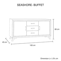 Buffet Sideboard in Silver Brush Colour with Solid Acacia & Veneer Wooden Frame Storage Cabinet with Drawers Furniture Kings Warehouse 