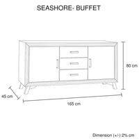Buffet Sideboard in Silver Brush Colour with Solid Acacia & Veneer Wooden Frame Storage Cabinet with Drawers Furniture Kings Warehouse 