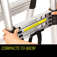 Bullet 3.8m Telescopic Aluminium Ladder Alloy Extension Extendable Steps Multi Portable Tools Kings Warehouse 