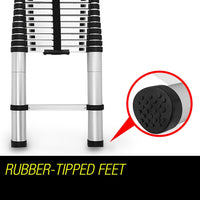 Bullet 3.8m Telescopic Aluminium Ladder Alloy Extension Extendable Steps Multi Portable Tools Kings Warehouse 