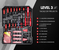 BULLET 925PC Tool Box On Wheels Kit Trolley Mobile Handle Toolbox Storage Set Kings Warehouse 