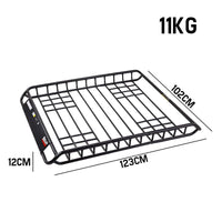 BULLET Car Roof Rack, 123 x 102 x 12cm Universal Luggage Carrier Steel Cage Vehicle Cargo Auto Accessories Kings Warehouse 