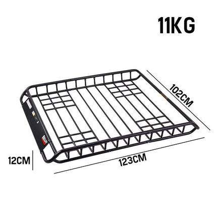 BULLET Car Roof Rack, 123 x 102 x 12cm Universal Luggage Carrier Steel Cage Vehicle Cargo Auto Accessories Kings Warehouse 