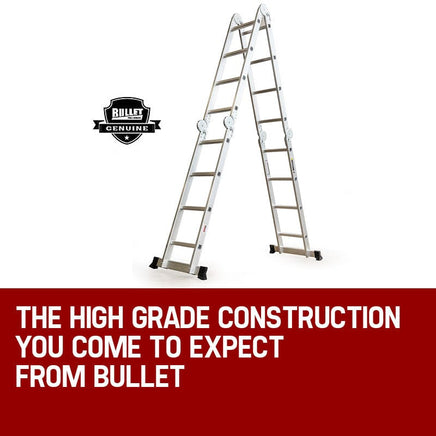 BULLET Pro 4.7m Multi-Purpose Ladder Aluminium Extension Folding Adjustable Step Tools Kings Warehouse 