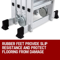 BULLET Pro 4.7m Multi-Purpose Ladder Aluminium Extension Folding Adjustable Step Tools Kings Warehouse 