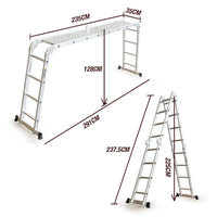 BULLET Pro 4.7m Multi-Purpose Ladder Aluminium Extension Folding Adjustable Step Tools Kings Warehouse 