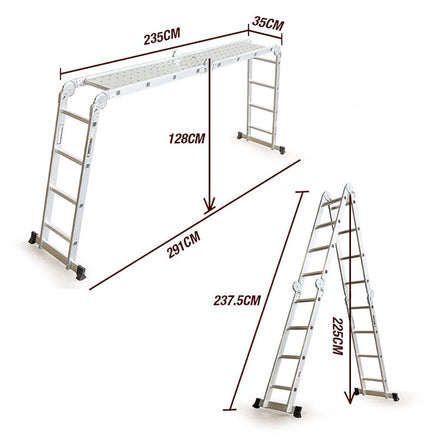 BULLET Pro 4.7m Multi-Purpose Ladder Aluminium Extension Folding Adjustable Step Tools Kings Warehouse 