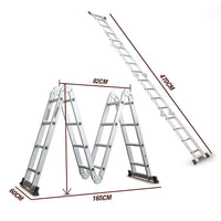 BULLET Pro 4.7m Multi-Purpose Ladder Aluminium Extension Folding Adjustable Step Tools Kings Warehouse 