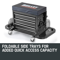 BULLET Rolling Tool Box Stool Mechanic Creeper Toolbox Seat Cushion Garage Tray Tools Kings Warehouse 