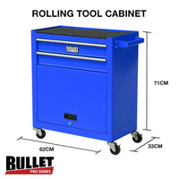 BULLET Tool Kit Chest Cabinet Box Set Storage Metal Wheels Rolling Drawers Steel Blue Kings Warehouse 
