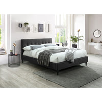 Buttercup Double Size Bed Frame Timber Mattress Base Fabric Upholstered - Grey bedroom furniture Kings Warehouse 