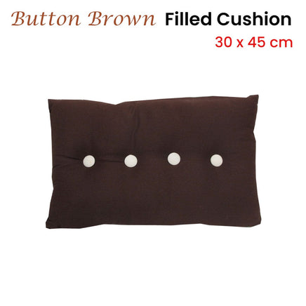Button Brown Oblong Filled Cushion 30 x 45 cm Home & Garden Kings Warehouse 