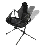 Camping Chair Foldable Swing Luxury Recliner Relaxation Swinging Comfort Lean Back Outdoor Folding Chair Outdoor Freestyle Portable Folding Rocking Chair Grey Furniture Kings Warehouse 