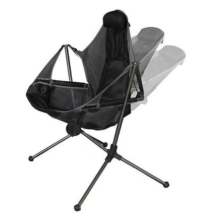 Camping Chair Foldable Swing Luxury Recliner Relaxation Swinging Comfort Lean Back Outdoor Folding Chair Outdoor Freestyle Portable Folding Rocking Chair Grey Furniture Kings Warehouse 