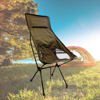 Camping Chair Folding High Back Backpacking Chair with Headrest Brown Outdoor Kings Warehouse 